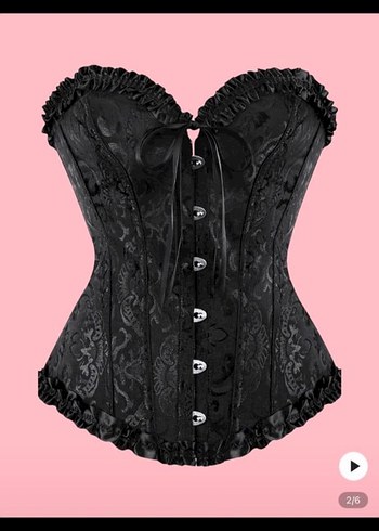 Dantel Detaylı Siyah Straplez Gotik Büstiyer - Görsel 8