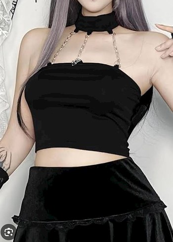 Zincir Detaylı Siyah Gotik Vücut Zinciri - Görsel 5