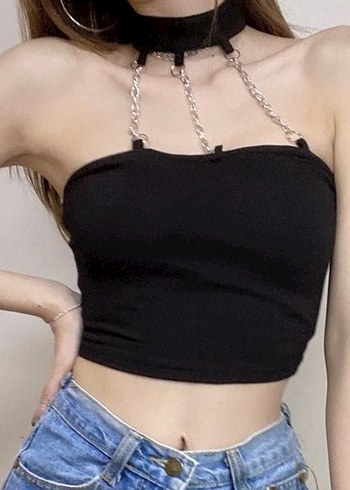 Zincir Detaylı Siyah Gotik Vücut Zinciri - Görsel 2