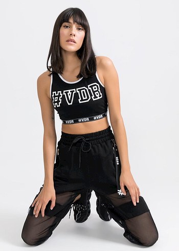 Kadın Siyah Transparan Detaylı Spor Pantolon - Görsel 14