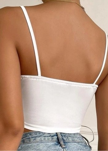 Dantel Detaylı Beyaz Bohem Mini Büstiyer - Görsel 16
