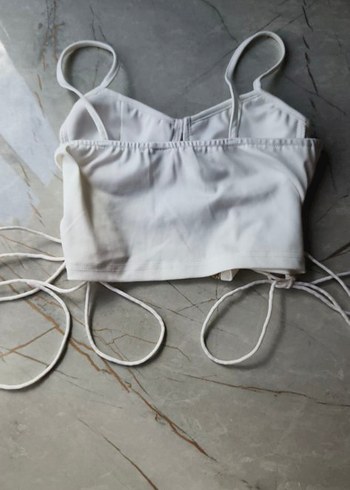 Dantel Detaylı Beyaz Bohem Mini Büstiyer - Görsel 8