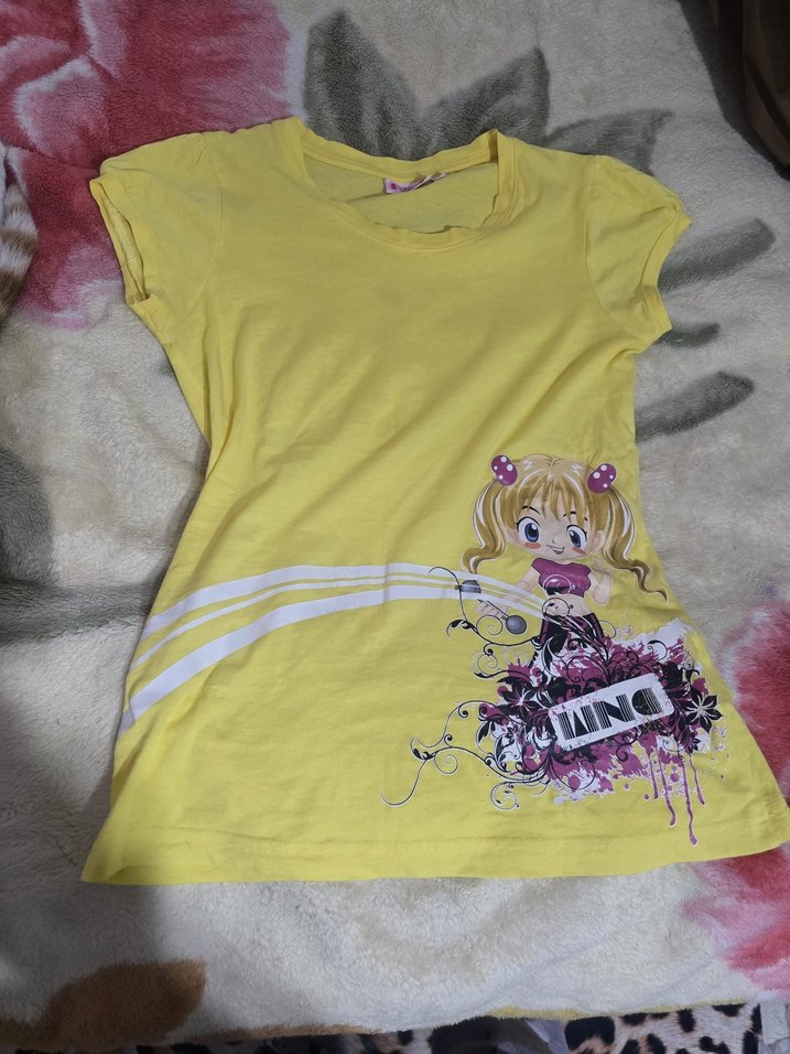 Sarı Baskılı, Kısa Kollu, Dar Kesim - Görsel 3