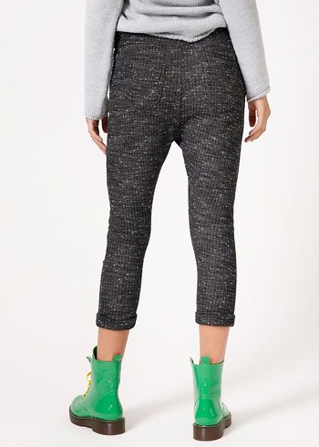 Kadın Gri Örgü Yırtık Boyfriend Pantolon - Görsel 2