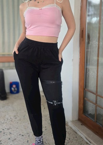 Kadın Siyah Fermuarlı Rahat Eşofman Altı - Görsel 5