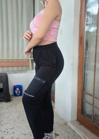 Kadın Siyah Fermuarlı Rahat Eşofman Altı - Görsel 6