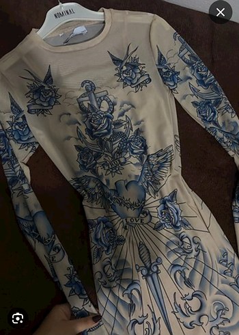 Drapeli Yüksek Yakalı Gri Baskılı Midi Kalem Elbise - Görsel 11