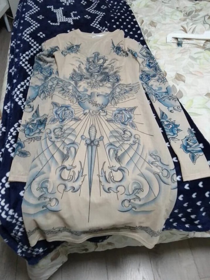 Drapeli Yüksek Yakalı Gri Baskılı Midi Kalem Elbise - Görsel 5