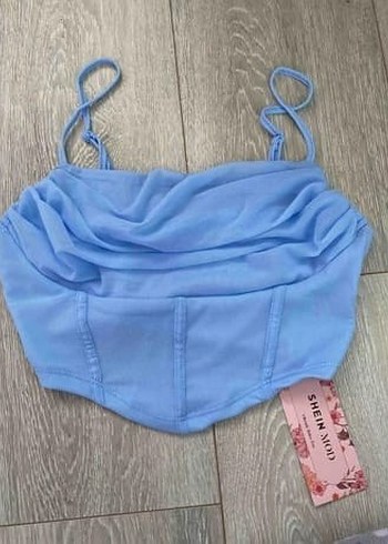 Mavi Kemerli İnce Askılı Bustiyer - Görsel 3