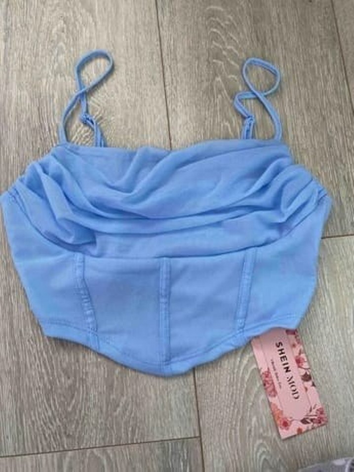 Mavi Kemerli İnce Askılı Bustiyer - Görsel 3