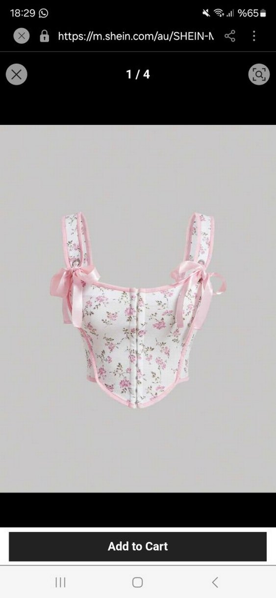 Pembe Çiçek Desenli Düğmeli Straplez Büstiyer - Görsel 3