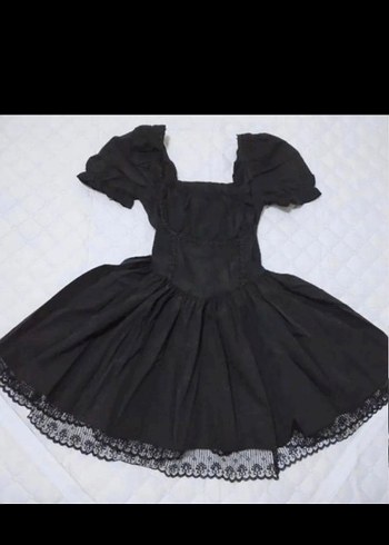 Siyah Gotik Nakışlı Mini Elbise - Görsel 4