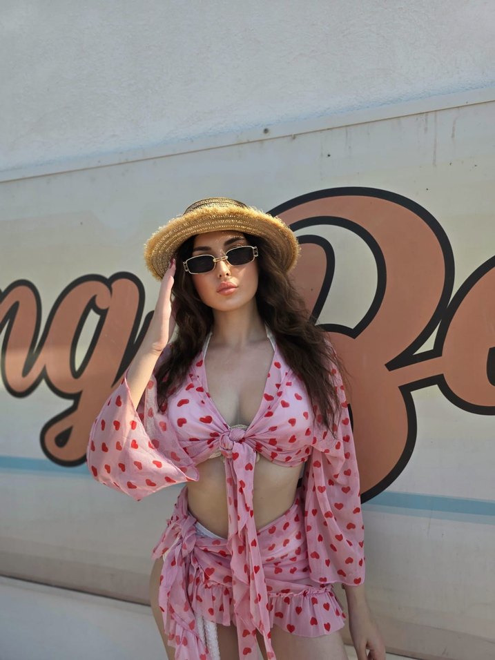 Pembe Bağlamalı Mini Plaj pareo - Görsel 2