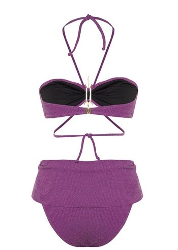 Zeynep Tosun İşlemeli Mor Mini Bikini altı