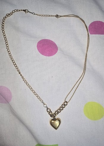 Accessorize Zincir Detaylı Altın Renk Kalp Kolye