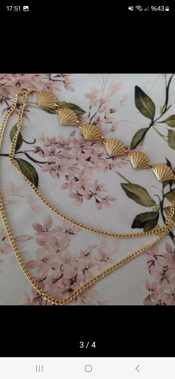 Altın Renkli Zincir Detaylı Vücut Zinciri - Görsel 3