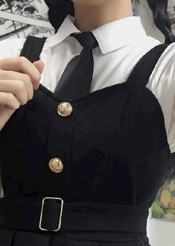 Siyah Kemerli Midi Straplez Elbise - Görsel 6