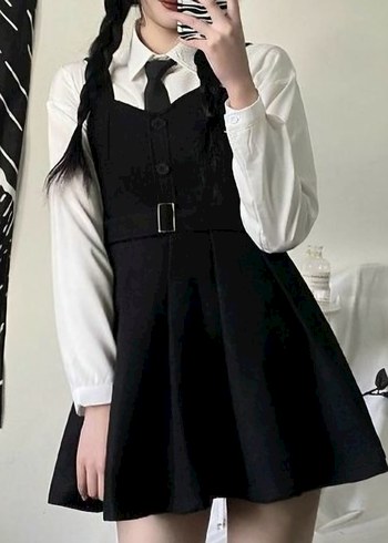 Siyah Kemerli Midi Straplez Elbise - Görsel 5