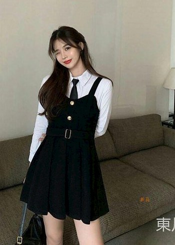 Siyah Kemerli Midi Straplez Elbise - Görsel 9