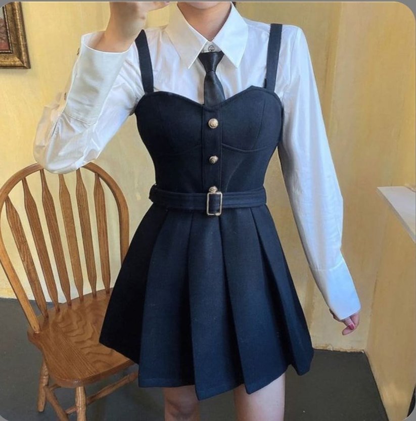 Siyah Kemerli Midi Straplez Elbise - Görsel 3