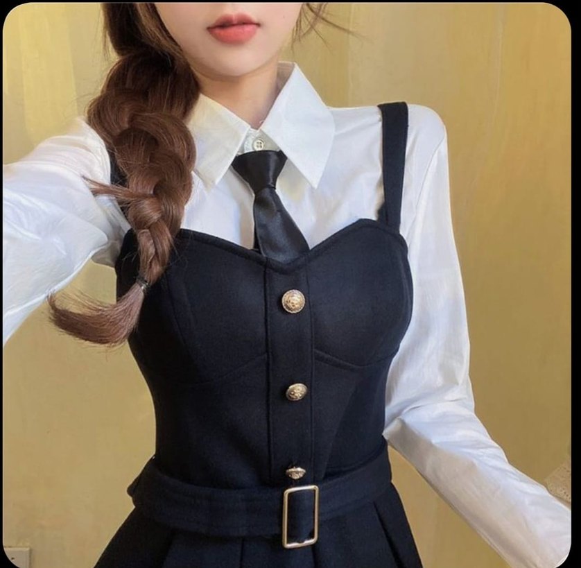 Siyah Kemerli Midi Straplez Elbise - Görsel 2