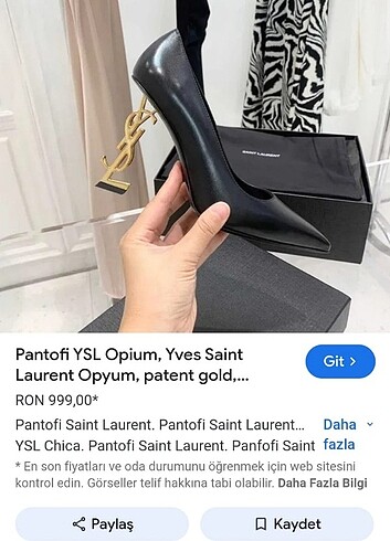 38 Beden siyah Renk YSL topuklu ayakkabı