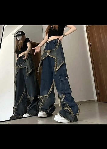 yıldızlı kot pantolon 