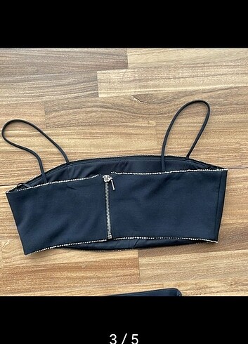 s Beden Taşlı crop pantolon takım