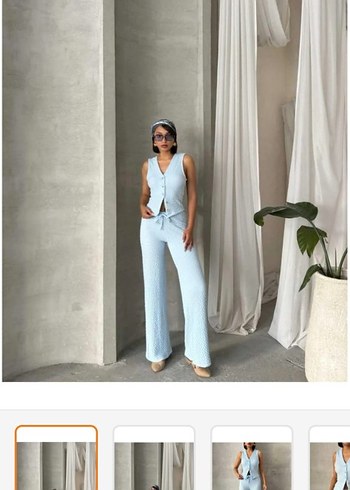 Zara Mavi Triko Kadın Tulum V Yakalı