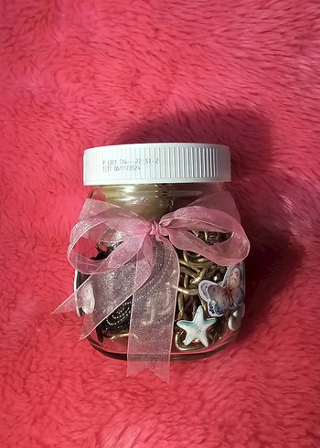 Pembe Kurdeleli Kız Aksesuarları Kavanozu