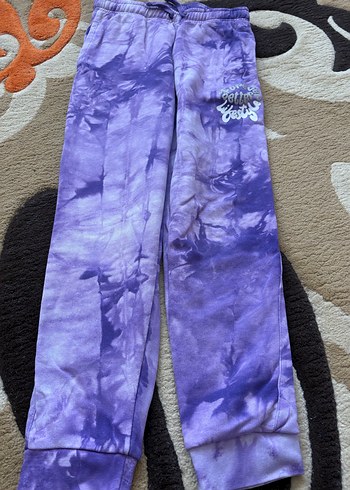 Mor Bağlamalı Desenli Kapüşonlu Sweatshirt ve Eşofman - Görsel 7