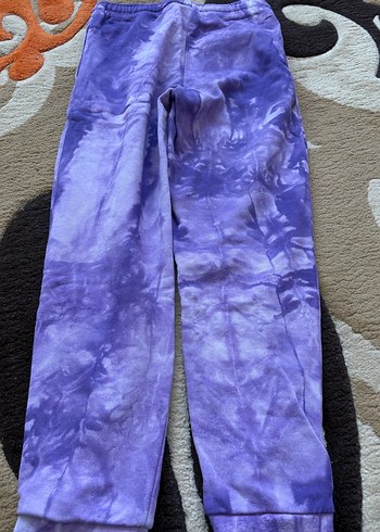 Mor Bağlamalı Desenli Kapüşonlu Sweatshirt ve Eşofman - Görsel 6