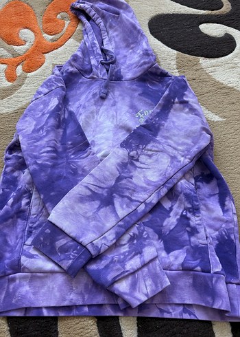 Mor Bağlamalı Desenli Kapüşonlu Sweatshirt ve Eşofman - Görsel 3