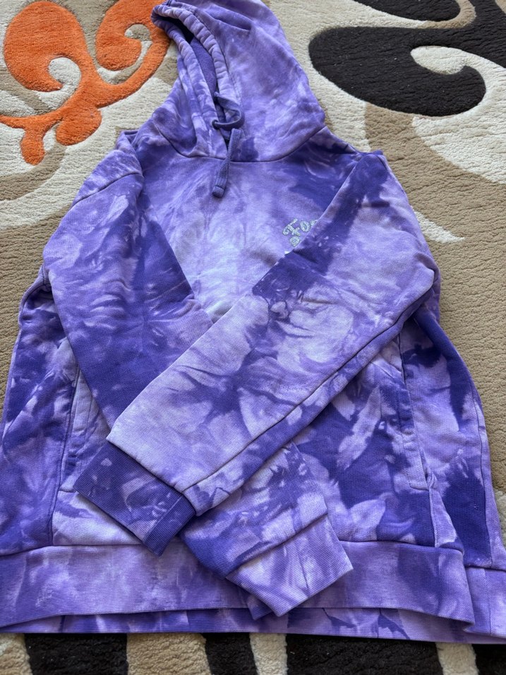 Mor Bağlamalı Desenli Kapüşonlu Sweatshirt ve Eşofman - Görsel 3