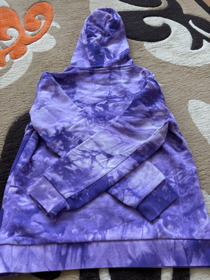 Mor Bağlamalı Desenli Kapüşonlu Sweatshirt ve Eşofman - Görsel 4