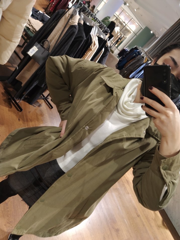 Kadın Haki Midi Street Wear Parka - Görsel 3