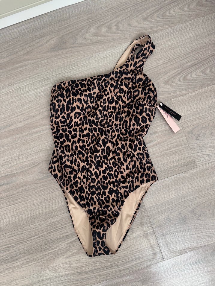 Tek Omuzlu Leopar Desenli Kadın Mayo - Görsel 2