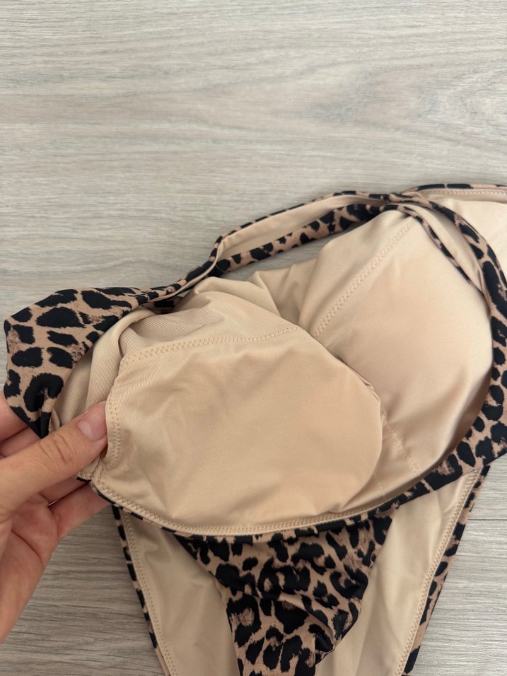 Tek Omuzlu Leopar Desenli Kadın Mayo - Görsel 4