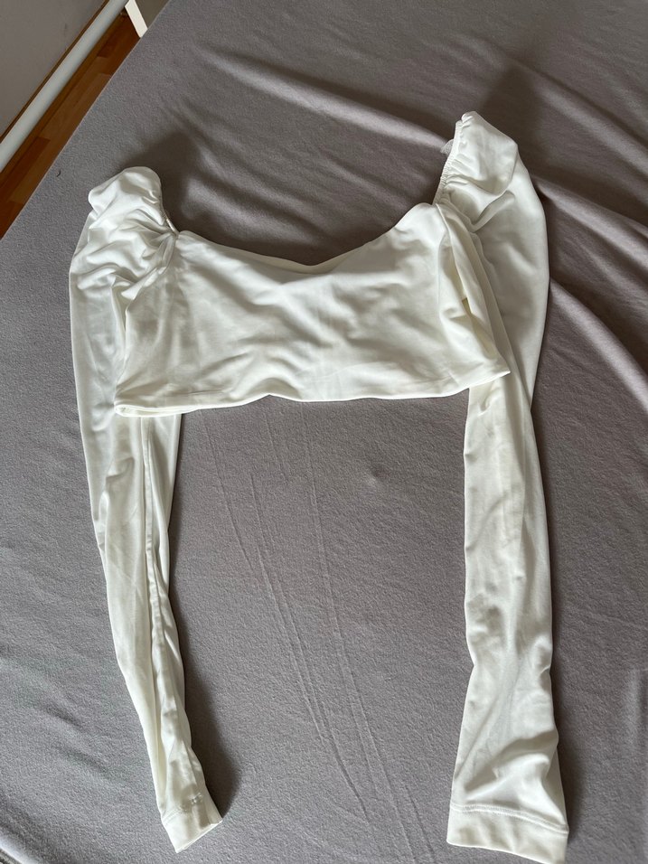 Beyaz Straplez Kemer Detaylı Uzun Kollu Bluz - Görsel 2