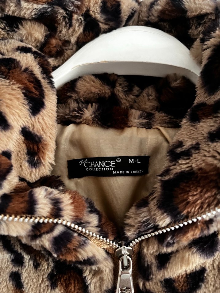 Kahverengi Leopar Desenli Kapüşonlu Kadın Ceket - Görsel 4