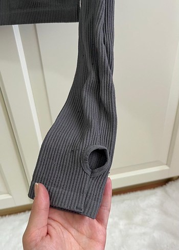 Gri Mini Straplez Halter Yaka Bluz - Görsel 5