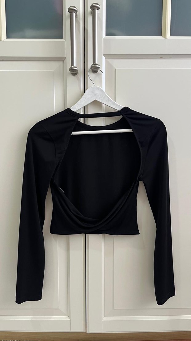 Siyah Uzun Kollu Minimalist Bluz - Görsel 5