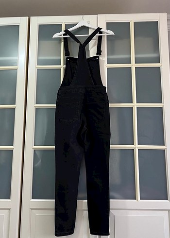 Siyah Denim Askılı Uzun Tulum - Görsel 4