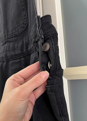 Siyah Denim Askılı Uzun Tulum - Görsel 2