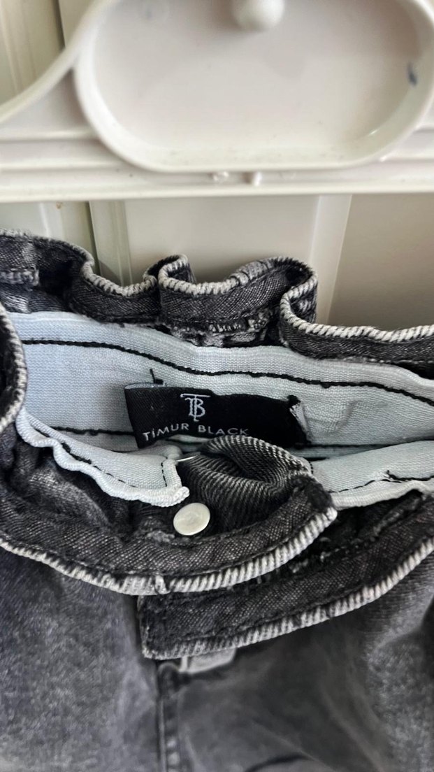 Gri Mini Denim Şort - Görsel 3