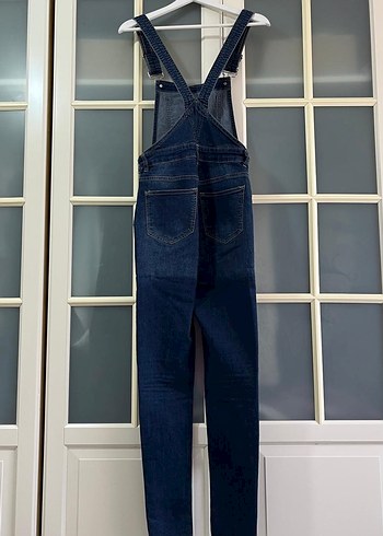 Kadın Lacivert Denim Askılı Tulum - Görsel 2