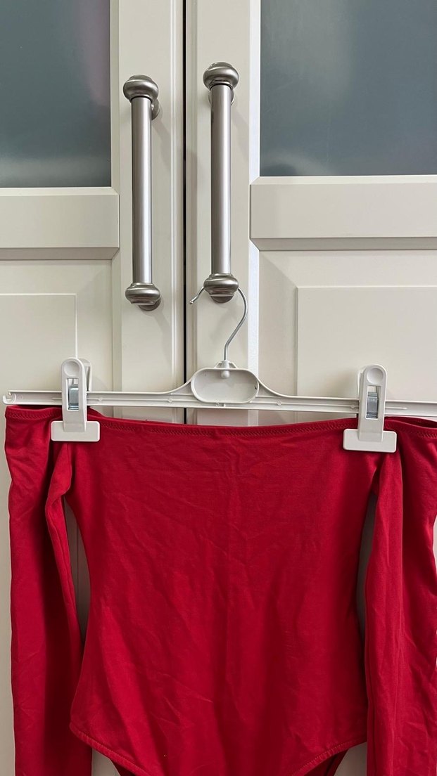 Kırmızı Drapeli Straplez Bluz - Görsel 4