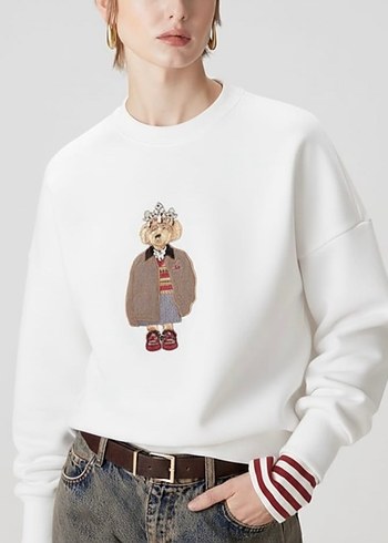 Nakışlı Örgü Kadın Sweatshirt - Görsel 3