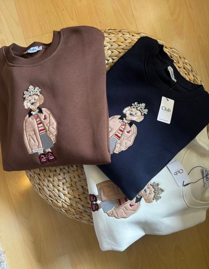 Nakışlı Örgü Kadın Sweatshirt - Görsel 2