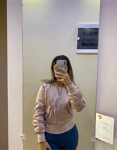 s Beden pembe Renk Bomber Ceket
